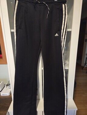 adidas Black Sweatpants with White Side Stripes